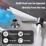 Heouty Kitchen Sink Soap Dispenser, Brushed Nickel Built in Soap Dispenser, ABS Pump Head with 12 Ounce Refillable Bottle, Under Counter Dish Soap Hand Lotion Dispenser