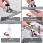 Heouty Kitchen Sink Soap Dispenser, Brushed Nickel Built in Soap Dispenser, ABS Pump Head with 12 Ounce Refillable Bottle, Under Counter Dish Soap Hand Lotion Dispenser