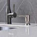 Heouty Kitchen Sink Soap Dispenser, Brushed Nickel Built in Soap Dispenser, ABS Pump Head with 12 Ounce Refillable Bottle, Under Counter Dish Soap Hand Lotion Dispenser