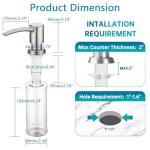 Heouty Kitchen Sink Soap Dispenser, Brushed Nickel Built in Soap Dispenser, ABS Pump Head with 12 Ounce Refillable Bottle, Under Counter Dish Soap Hand Lotion Dispenser