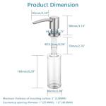 Heouty Kitchen Sink Soap Dispenser, Brushed Nickel Built in Soap Dispenser, ABS Pump Head with 12 Ounce Refillable Bottle, Under Counter Dish Soap Hand Lotion Dispenser