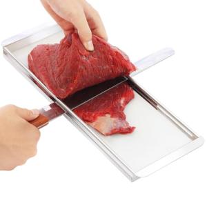 Beef Jerky Slicer Kit,Stainless Steel,Adjustable Thickness,Uniform Slices,Include Cutting Board & 14-Inch Slicing Knife,Thin Meat Slicer Kit for Chefs & Home Kitchens