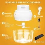 Electric Garlic Chopper Mini, Garlic Masher Crusher Mincer, Mini Food Processor Small with Garlic Peeler And Spoon, 100ML/3.3FL OZ, White