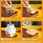 Electric Garlic Chopper Mini, Garlic Masher Crusher Mincer, Mini Food Processor Small with Garlic Peeler And Spoon, 100ML/3.3FL OZ, White