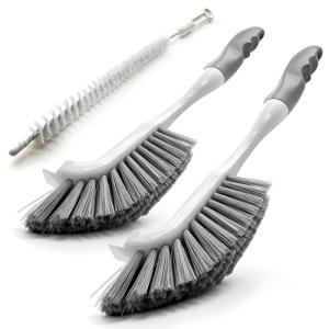 SLinBeiBy 3 Pack Scrub Brush Set, Hard Bristle Brushes for Cleaning Bathroom, Sink, Corner, Stove, Tile Grout, Tight Spaces