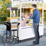 ROVSUN Popcorn Machine with Cart, Wheels & 8 Ounce Kettle Makes Up to 32 Cups, Popcorn Maker w/Candy Dispensers Scoop Oil Spoon & 3 Popcorn Cups Movie Theater Style for Commercial Home, ETL Certified