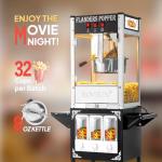 ROVSUN Popcorn Machine with Cart, Wheels & 8 Ounce Kettle Makes Up to 32 Cups, Popcorn Maker w/Candy Dispensers Scoop Oil Spoon & 3 Popcorn Cups Movie Theater Style for Commercial Home, ETL Certified