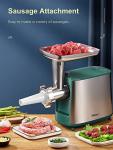 Electric Meat Grinder, Heavy Duty Meat Mincer, Sausage Stuffer Maker, Food Grinder with Sausage & Kubbe Kit, 2 Grinder Plates, Stainless Steel (Green)