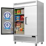 Coolake 54" W Commercial Freezer, 49 Cu Ft Solid Door Upright Freezer with 8 Adjustable Shelves, -13°F ~ -5°F, Frost-free Stainless Steel Industrial Reach-in Freezer for School Restaurant Prep Kitchen