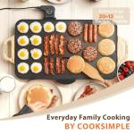 SENSCHEF CookSimple Everyday 20"x12" Electric Griddle–1700W Nonstick ILAG Granite Surface, Large Flat Design, Perfect for Family Meals, Pancakes&Eggs, Fast Even Heating, Easy to Clean, Granite Black