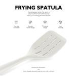 Large Silicone Cooking Utensils Set - Heat Resistant Silicone Kitchen Utensils for Cooking w Wooden Handles, Spatula Set, Kitchen Utensil Gadgets Sets for Non-Stick Cookware, BPA Free (Cream White)