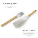 Large Silicone Cooking Utensils Set - Heat Resistant Silicone Kitchen Utensils for Cooking w Wooden Handles, Spatula Set, Kitchen Utensil Gadgets Sets for Non-Stick Cookware, BPA Free (Cream White)