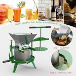EJWOX Green Fruit Wine Press 2.38 Gal - Heavy-duty T-Handle & Cross-beam, Stainless Steel Juice Maker for Apple, Grape, Home Brewing