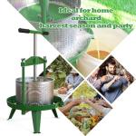 EJWOX Green Fruit Wine Press 2.38 Gal - Heavy-duty T-Handle & Cross-beam, Stainless Steel Juice Maker for Apple, Grape, Home Brewing