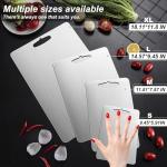 304 Stainless Steel Cutting board, Double Sided Metal Cutting Boards for Kitchen Meat Vegetables & Fruits Chopping Board Dishwasher Safe Easy to Clean(M-11.81 * 7.87in)