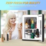 Mini Fridge for Bedroom, 15 Litre/21 Cans Portable Mini Refrigerator with AC/DC Power for Office, Dorm and Car, Thermoelectric Electric Cooler & Warmer Skincare Fridge for Drinks, Food, Cosmetics
