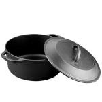 VORRINGARD Pre-Seasoned Cast Iron Dutch Oven with Lid, Round and Dual Handles, for Stovetop, Camping, Grill, Induction, Electric, Black, 6qt