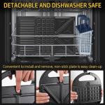 OSTBA 3-in-1 Sandwich Maker with Removable Plates, Panini Press, Waffle Maker, Non-Stick, 750W Compact Breakfast Grill for Sandwiches, Waffles, Steak, Black