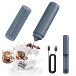 CIRCLE JOY Rechargeable Milk Frother Hanheld, Dual Ring Electric Coffee Frother, Portable Hand Frother Wand Drink Mixer for Matcha Lattes Cappuccino, Kitchen Gifts, Blue