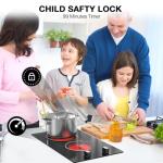 Nafewin 2 Burner Electric Cooktop, 2100W Electric Stove Top Hot Plate, 12 inch Countertop Burner & Built-In Stove Top, 9 Levels of Power, Knob Control, Timer & Kid Safety Lock, Residual Heat Warning