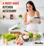 Mueller Pro-Series 10-in-1, 8 Blade Vegetable Chopper, Onion Mincer, Cutter, Dicer, Egg Slicer with Container, French Fry Cutter Potato Slicer, Home Essentials, Salad Chopper White Sand/Green