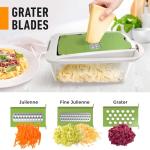Mueller Pro-Series 10-in-1, 8 Blade Vegetable Chopper, Onion Mincer, Cutter, Dicer, Egg Slicer with Container, French Fry Cutter Potato Slicer, Home Essentials, Salad Chopper White Sand/Green