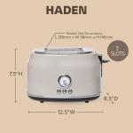 Haden Dorset 2 Slice Wide Slot Stainless Steel Toaster with Adjustable Browning Control & Non-Slip Feet, Putty & Chrome