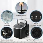 Simple Deluxe Portable Countertop Ice Maker, 26lbs Ice/24H, 9 Ice Cubes in 6 Minutes, with Basket and Ice Spoon, Self-Cleaning, for Indoor and Outdoor, Black