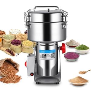 Yaofafa Grain Mill - 2500g High-Capacity Stainless Steel Grain Mill for Flour with 270° Swing for Easy Operation, Perfect for Kitchen and Coffee Shop to Grind Grains and Corn Efficiently