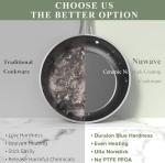 Nuwave 9pc Cookware Set Healthy Duralon Blue Ceramic Nonstick Coated, Diamond Infused Scratch-Resistant, PFAS Free, Oven Safe, Induction Ready & Evenly Heats, Tempered Glass Lids & Stay-Cool Handle