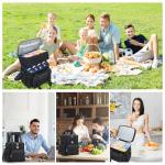 holuxer Insulated Lunch Bag & Lunch Box for Men - Double Deck Reusable Lunch Bag for Women Tote Cooler Bag Leakproof Soft Expandable - Large Lunchbox for Work/Adult/Picnic/Outdoor (Black，15L)