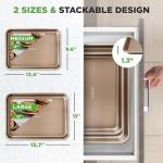 NutriChef 2 Piece Cookie Sheets for Baking, Nonstick Carbon Steel Baking Sheets - Durable, Thick, and Wrap Resistance, Easy to clean, Dishwasher & Oven Safe up to 450F