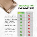 NutriChef 2 Piece Cookie Sheets for Baking, Nonstick Carbon Steel Baking Sheets - Durable, Thick, and Wrap Resistance, Easy to clean, Dishwasher & Oven Safe up to 450F