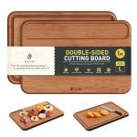 Bamboo Cutting Board for Kitchen Non Toxic Durable Wooden Cutting Boards with Deep Juice Grooves, Ideal Charcuterie Chopping Large for Meat Vegetables Fruits Cheese BBQ Ideal Kitchen Cool Unique Gifts