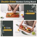 Bamboo Cutting Board for Kitchen Non Toxic Durable Wooden Cutting Boards with Deep Juice Grooves, Ideal Charcuterie Chopping Large for Meat Vegetables Fruits Cheese BBQ Ideal Kitchen Cool Unique Gifts