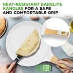 NutriChef 11” Non-Stick Crepe Pan with Wooden Spreader, Durable Marble Coated Dosa Pan, Bakelite And Wood Handle With Induction Bottom, Easy-to-Clean, Stain-Resistant (White Cream Marble)