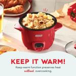 DASH Mini Rice Cooker Steamer with Removable Nonstick Pot, Keep Warm Function & Recipe Guide, Half Quart, for Soups, Stews, Grains & Oatmeal - Red