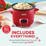 DASH Mini Rice Cooker Steamer with Removable Nonstick Pot, Keep Warm Function & Recipe Guide, Half Quart, for Soups, Stews, Grains & Oatmeal - Red
