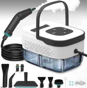 Handheld Steam Cleaner for Home, Multi-Purpose Cleaning System, Black and White Design, Portable Steamer with Attachments, High Pressure Steam Cleaner for Home,Car,Dirt,Grease,Grout,Tile,Couch