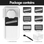 Cambom Mandoline Slicer Vegetable Slicer With 2 L Container for Potatoes, Tomatoes, Cucumbers, Carrots With 10 Blades White