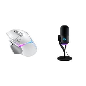 Logitech G502 X Plus Lightspeed Wireless RGB Gaming Mouse + Yeti GX Dynamic RGB Gaming Microphone with LIGHTSYNC, USB Bundle - White