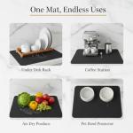 STRABELLA Dish Drying Mat Super Absorbent – 24" x 16" Coffee Mat for Countertops – Non-Slip Drying Mat for Kitchen Counter – Easy to Clean Water Absorbent Mat – Large Dish Drying Mats (Black)