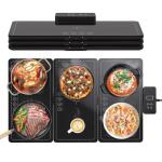 Warming Trays for Buffets Party, Stackable Electric Food Warmers for Parties Buffet, Tempered Glass Warming Mat for Food, 3 Temperature Settings, 4H Timer, Safety Lock