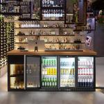 BODEGACOOLER Back Bar Cooler With 3 Glass Doors,Counter Height Commercial Beverage Refrigerator,11.4 Cu.Ft Display Bar Beverage Fridge with LED Lighting,21 inch Cooler for Beer,Soda Drinks,Wine