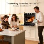 VIKIO HOME Single Wall Oven 24", 2.83 Cu.Ft-80L with 8 Functions Built-in Electric Ovens, 240V, 3220W Fast Preheat, Mechanical Knob Control for Easy Cooking