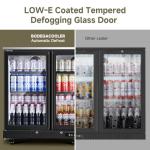 BODEGACOOLER Back Bar Cooler With 3 Glass Doors,Counter Height Commercial Beverage Refrigerator,11.4 Cu.Ft Display Bar Beverage Fridge with LED Lighting,21 inch Cooler for Beer,Soda Drinks,Wine