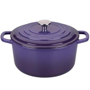 VORRINGARD Enameled Cast Iron Dutch Oven Pot with Lid, for Sourdough Bread Baking, Round Dutch Ovens, 6 Quart, Purple
