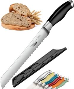 Orblue Serrated Bread Knife Ultra-Sharp Stainless Steel Professional Grade Bread Cutter - Cuts Thick Loaves Effortlessly - (8-Inch Blade with 5-Inch Handle), Black