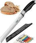Orblue Serrated Bread Knife Ultra-Sharp Stainless Steel Professional Grade Bread Cutter - Cuts Thick Loaves Effortlessly - (8-Inch Blade with 5-Inch Handle), Black