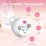 FDK Baby Pacifier Oral Thermometer, High Accuracy Digital Newborn Thermometer with LCD Display, Sick Toddler Essentials Waterproof Mouth Temperature Reader for Easy Fever Monitoring